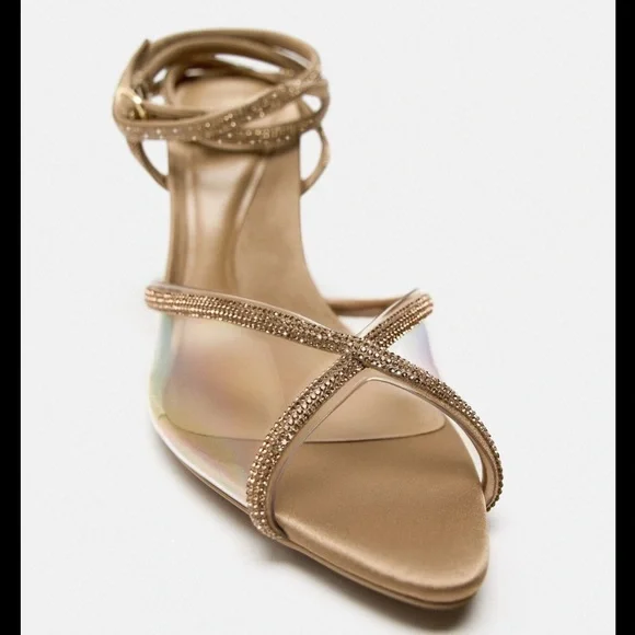 LACE UP RHINESTONE VINYL SANDALS - Picture 6 of 7